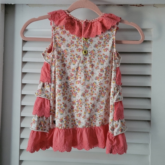 Matilda Jane Eyelet Floral Tiered Ruffle Girls Dress. - Picture 4 of 10